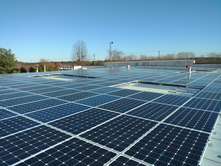 Commercial rooftop solar energy pv installation array Greenville, SC Greenville County