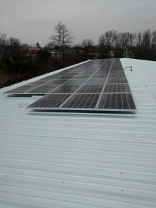 Commercial solar energy pv system array metal roof