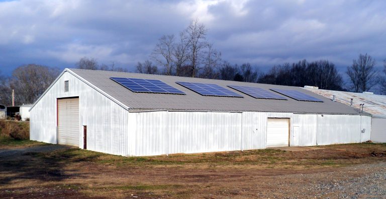 Brewery solar energy system on barn metal roof standing seam Marshall, North Carolina – Madison County