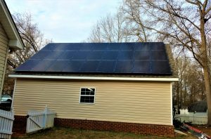 residential solar array on garage roof